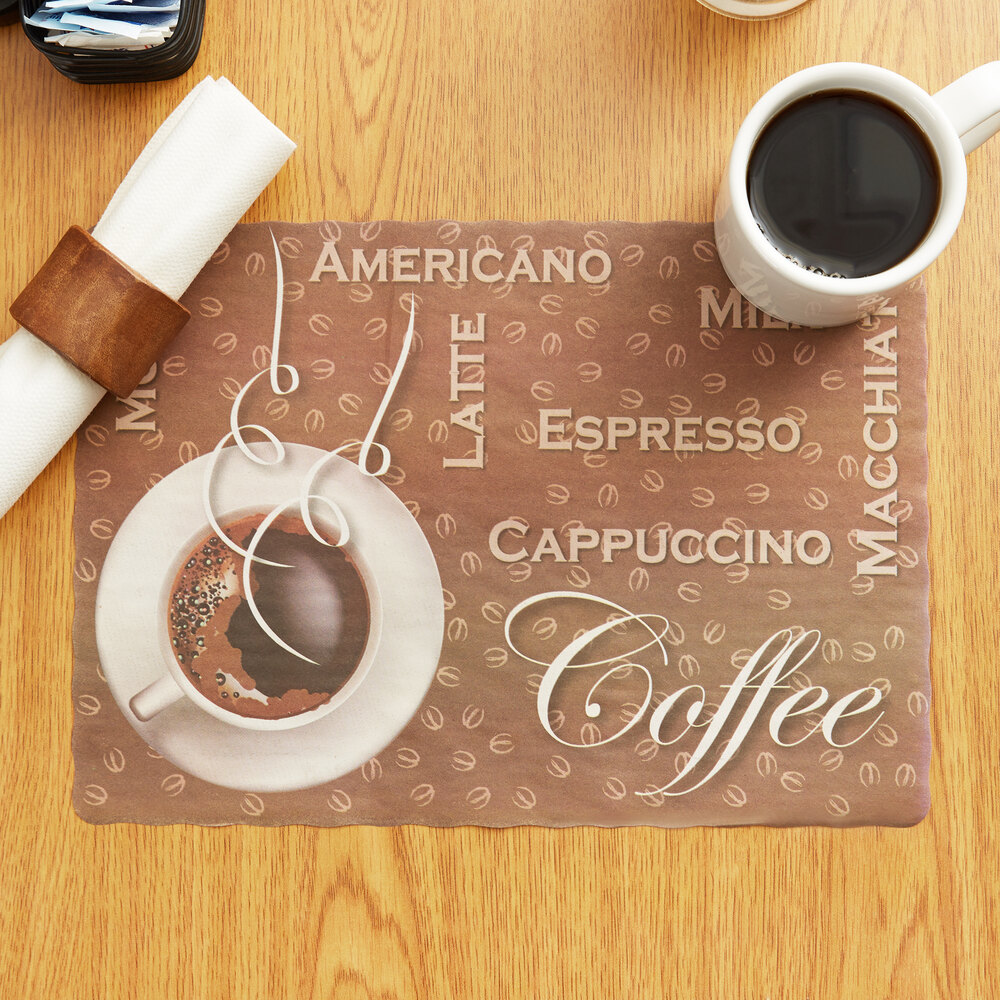 10 X 14 Coffee Themed Paper Placemat With Scalloped Edge 1000 Case   1240861 