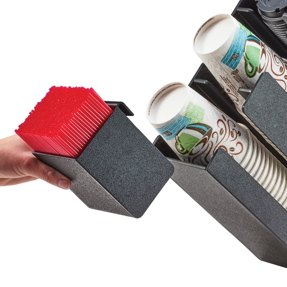 CalMil 357313 Black Slanted Organizer Plastic Stir Stick Holder 3 1