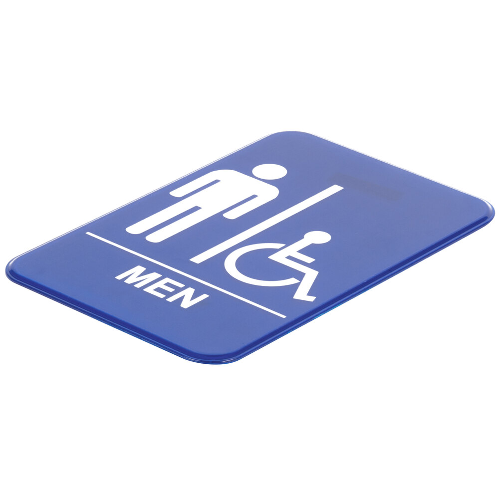 Handicap Accessible Men's Restroom Sign - Blue and White, 9" x 6"