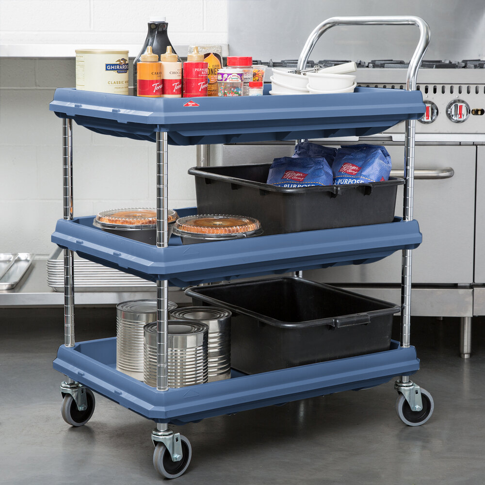 Metro BC2030-3DMB Utility Cart with Three Deep Ledge Shelves and ...