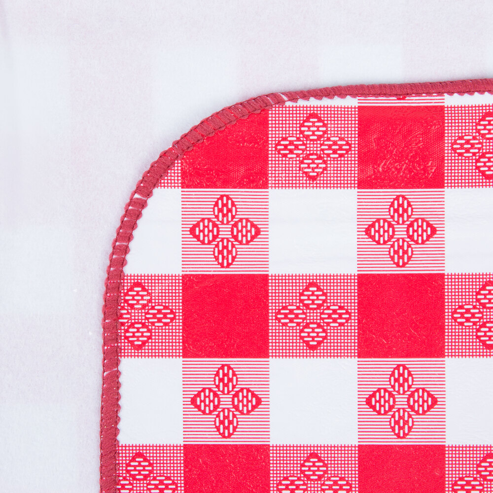 52" x 90" Red Checkered Gingham Vinyl Table Cover with Flannel Back