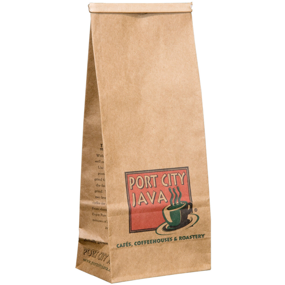 1 lb. Brown Kraft Customizable Paper Coffee Bag with Reclosable Tin Tie
