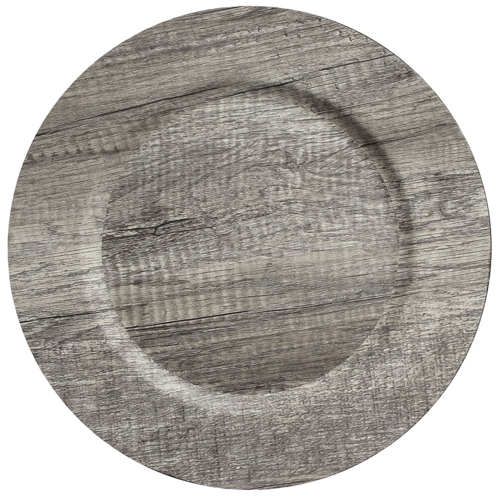 The Jay Companies 1270397 13" Round Poplar Dark Gray Melamine Charger Plate