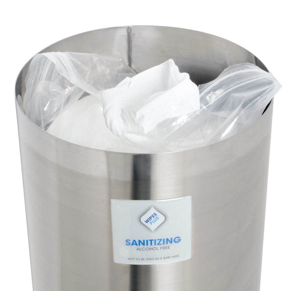 Disinfecting Wipe Dispenser Station with Trash Can Stainless Steel