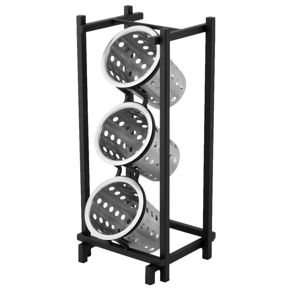 CalMil 113413 Black One By One Three Compartment Metal Silverware