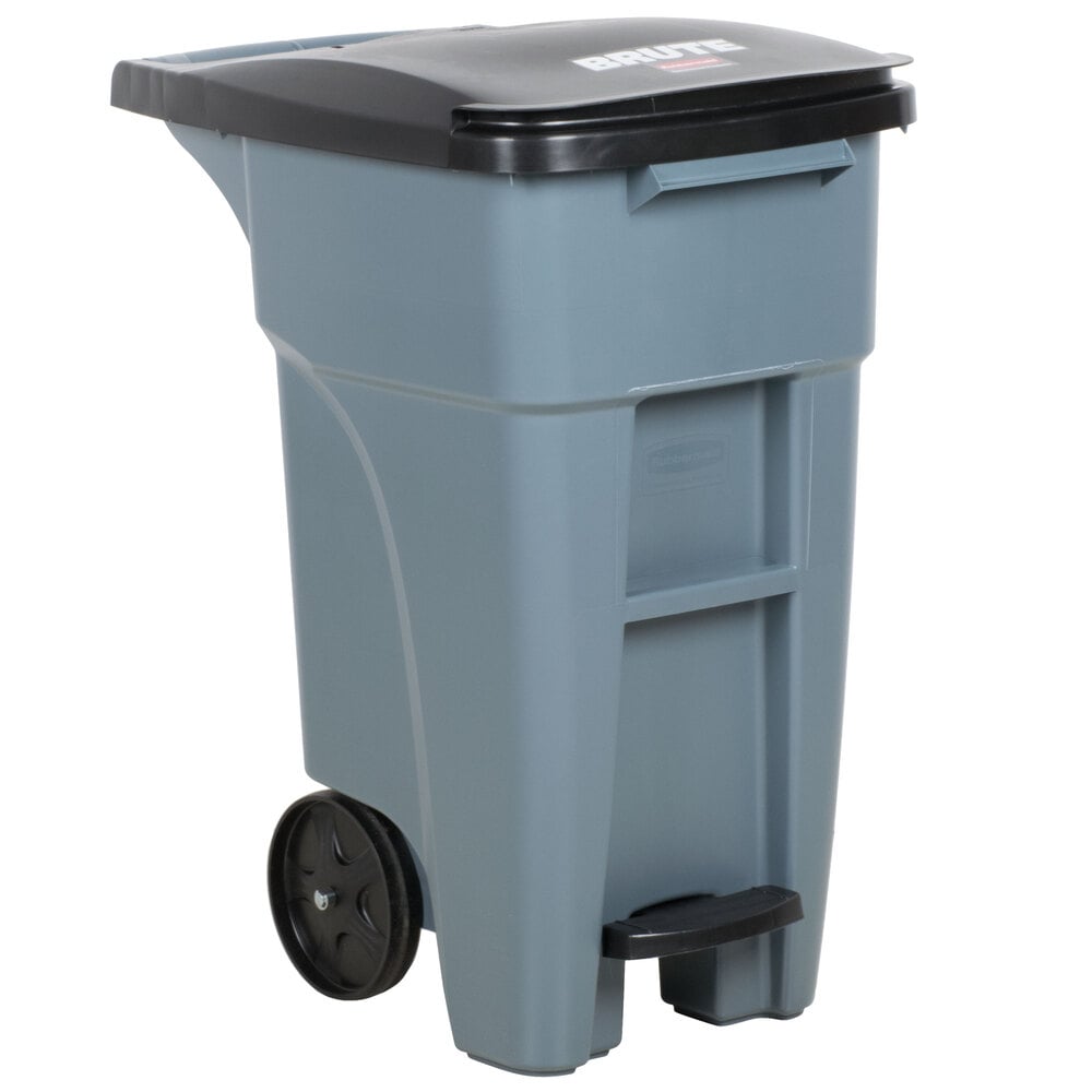 Rubbermaid 1971944 Brute 128 Qt. / 32 Gallon Gray Step-On Wheeled ...