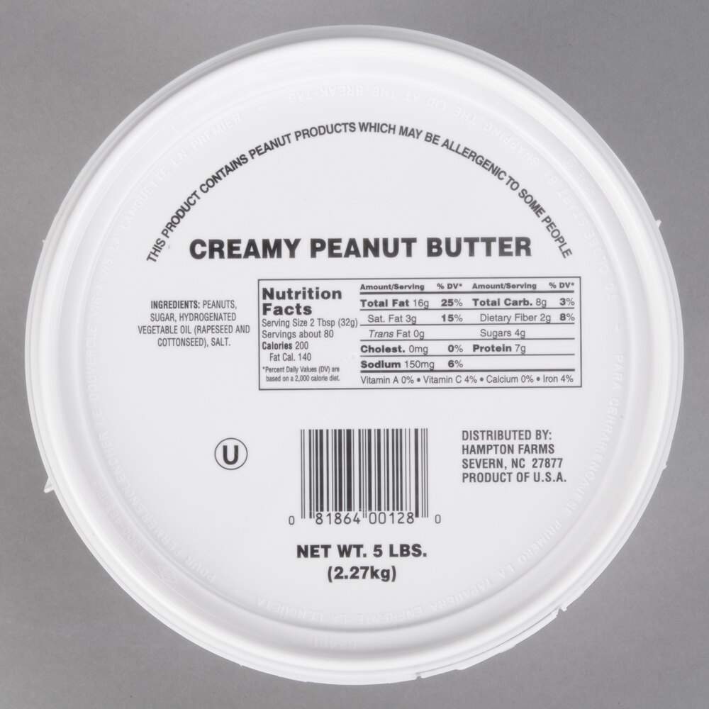 Bulk Smooth Peanut Butter 5 lb. Tub 6/Case