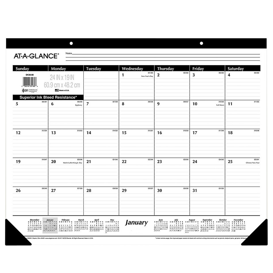 desk blotter calendar 2022