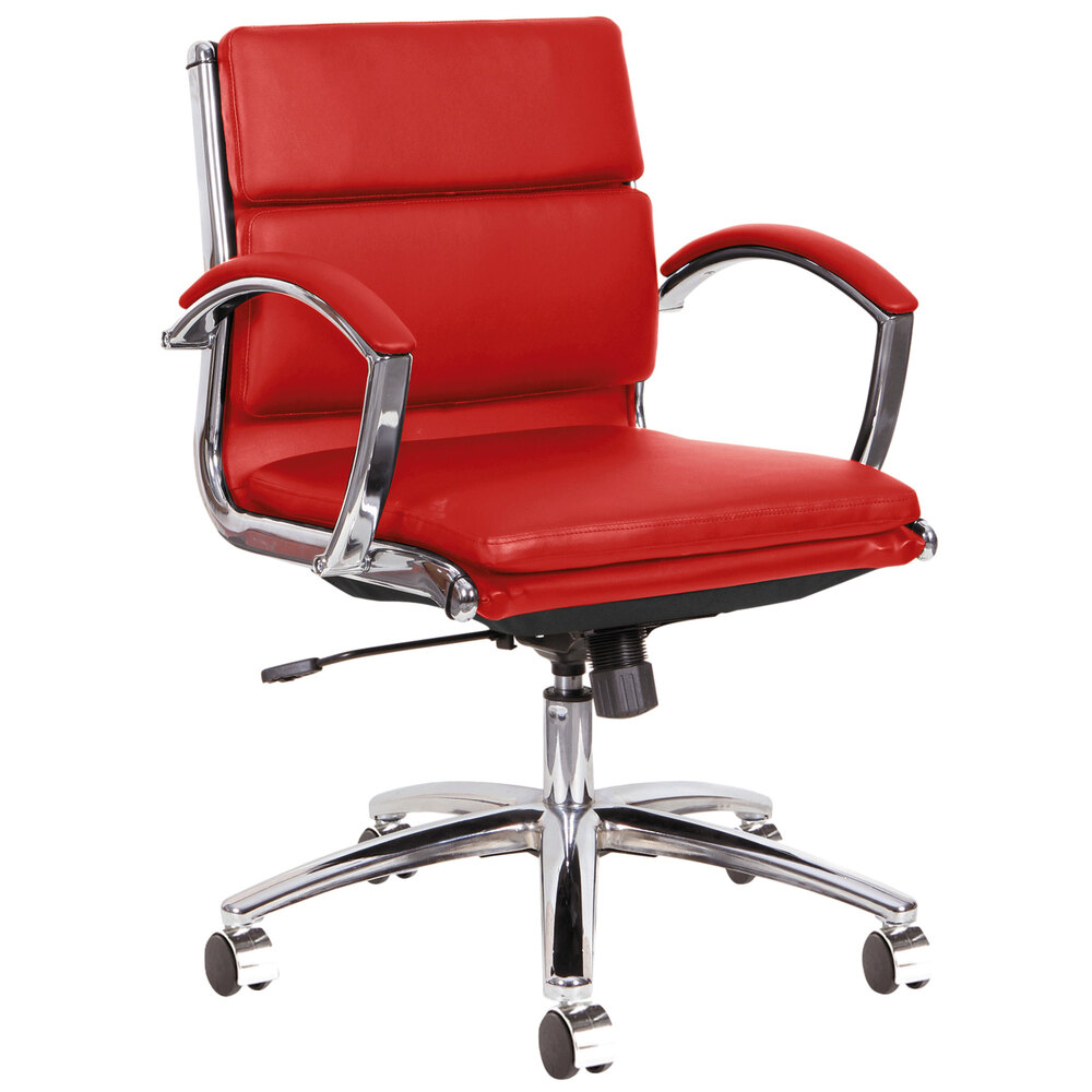 Alera ALENR4739 Neratoli Low-Back Red Leather Office Chair with Fixed