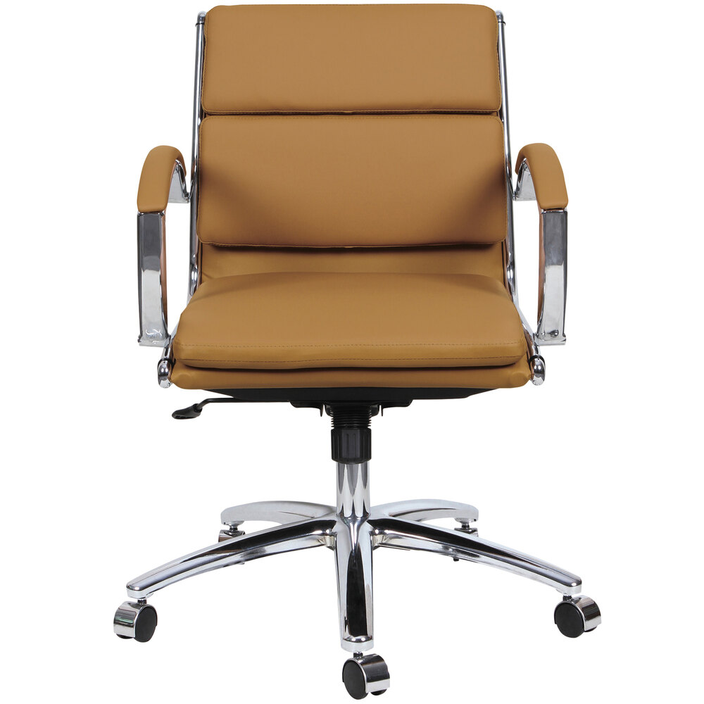 Camel colored leather office chair