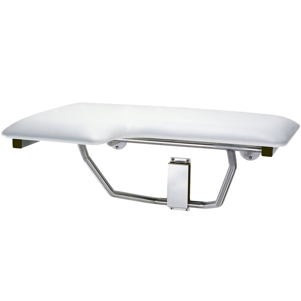 Bobrick B517 White RightHanded Folding Shower Seat with Padded Cushion
