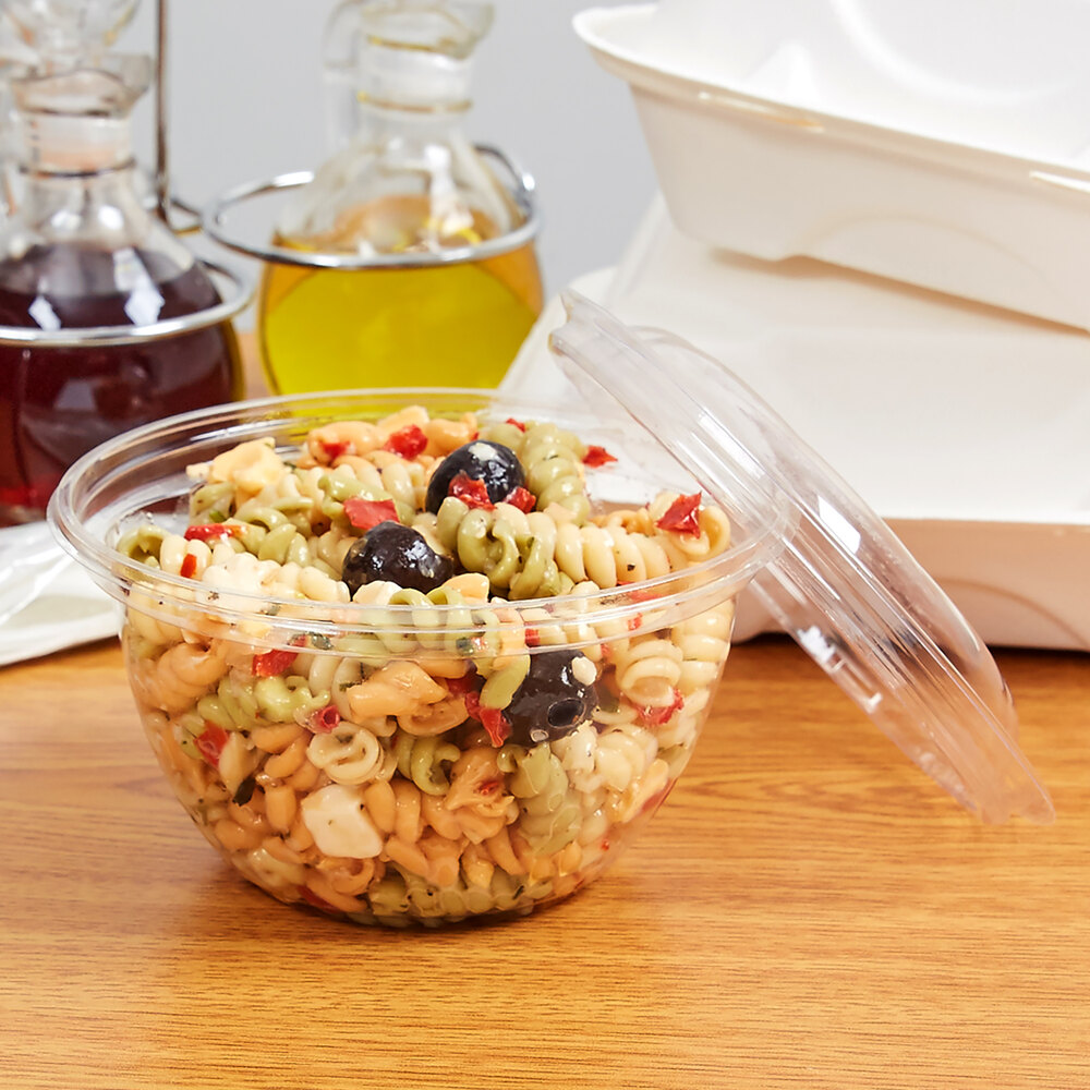 Eco Products EP SB Oz Clear Compostable Plastic Salad Bowl With Lid Case