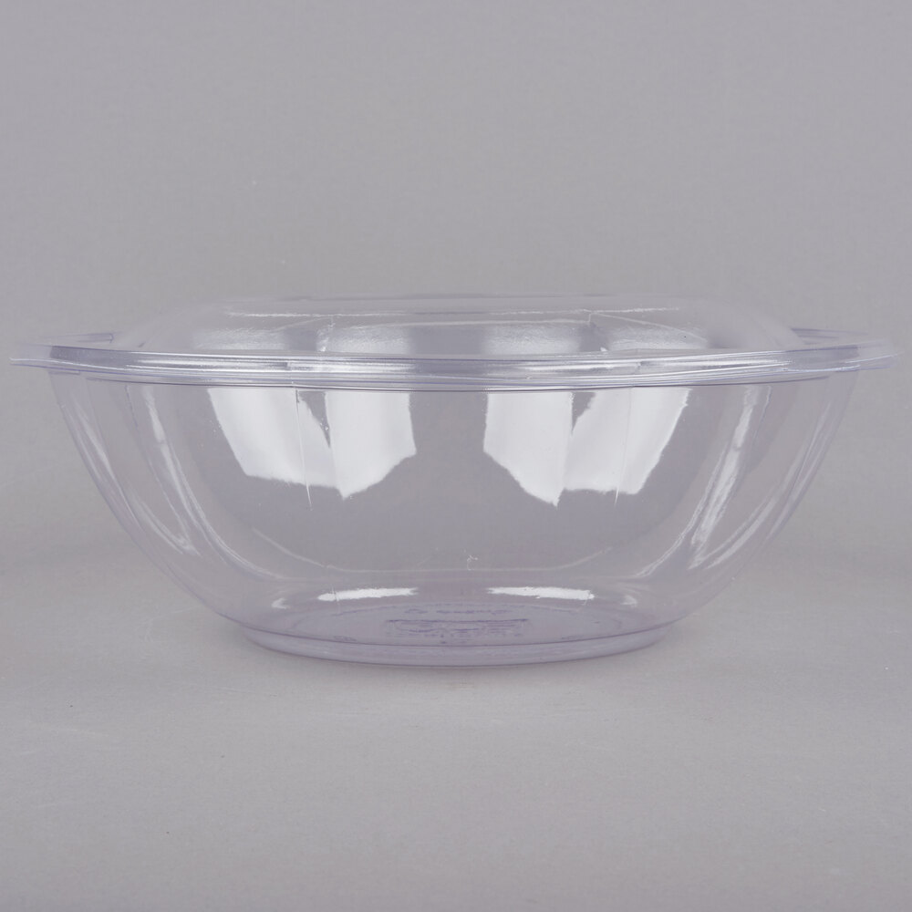 Eco Products EPSBS64 64 oz. Clear Compostable Plastic Salad Bowl with