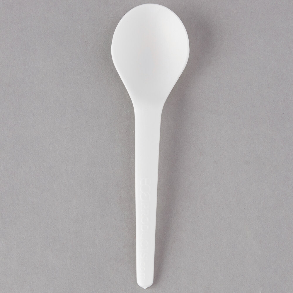 White spoon made of PLA plastic