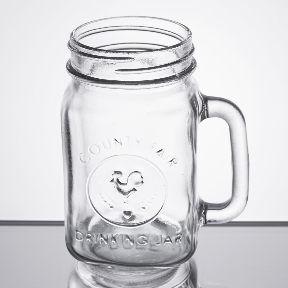 Core 16 oz. County Fair Mason Jar / Drinking Jar with Handle and Gold ...