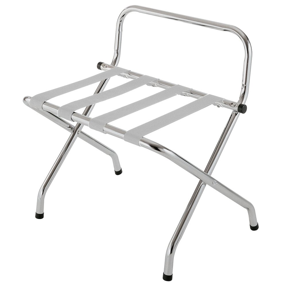 CSL 1055CSV1 Chrome Metal High Back Luggage Rack with Wall Guard