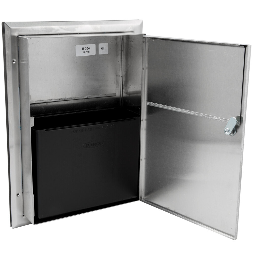 Bobrick B354 ClassicSeries PartitionMounted Santiary Napkin Disposal