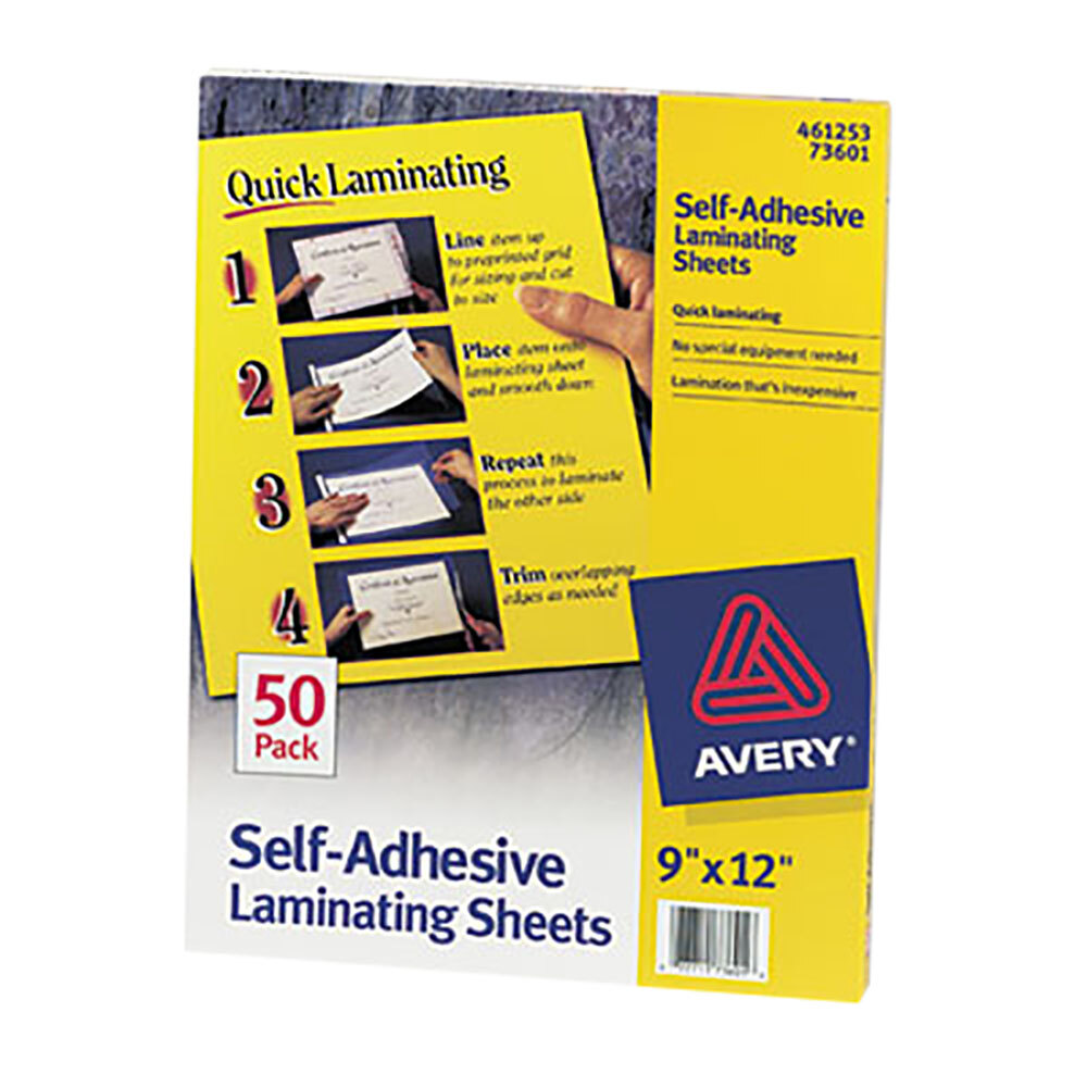 Avery 73601 9" x 12" SelfAdhesive Laminating Sheets 50/Box