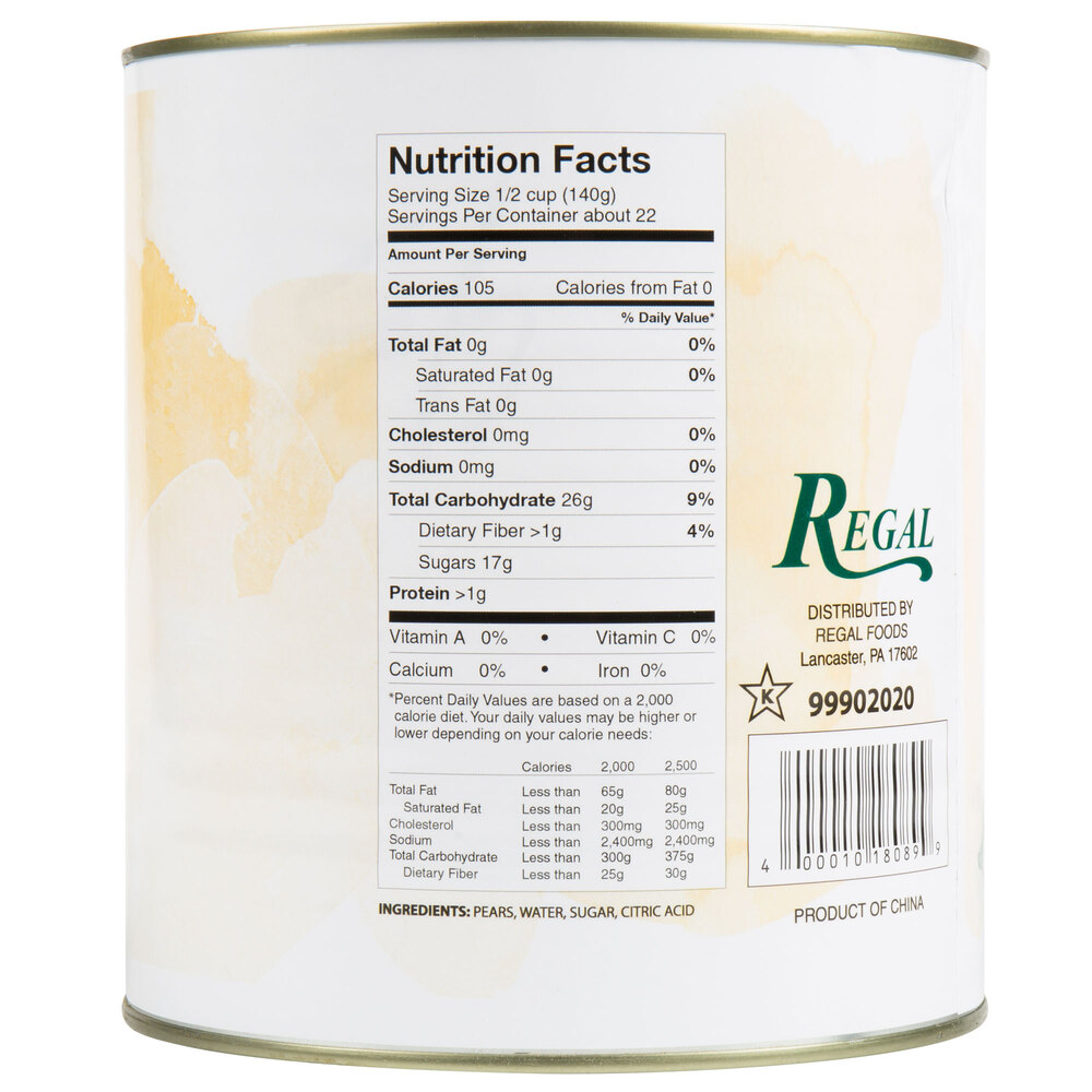 Regal Foods 10 Can Diced Pears in Light Syrup