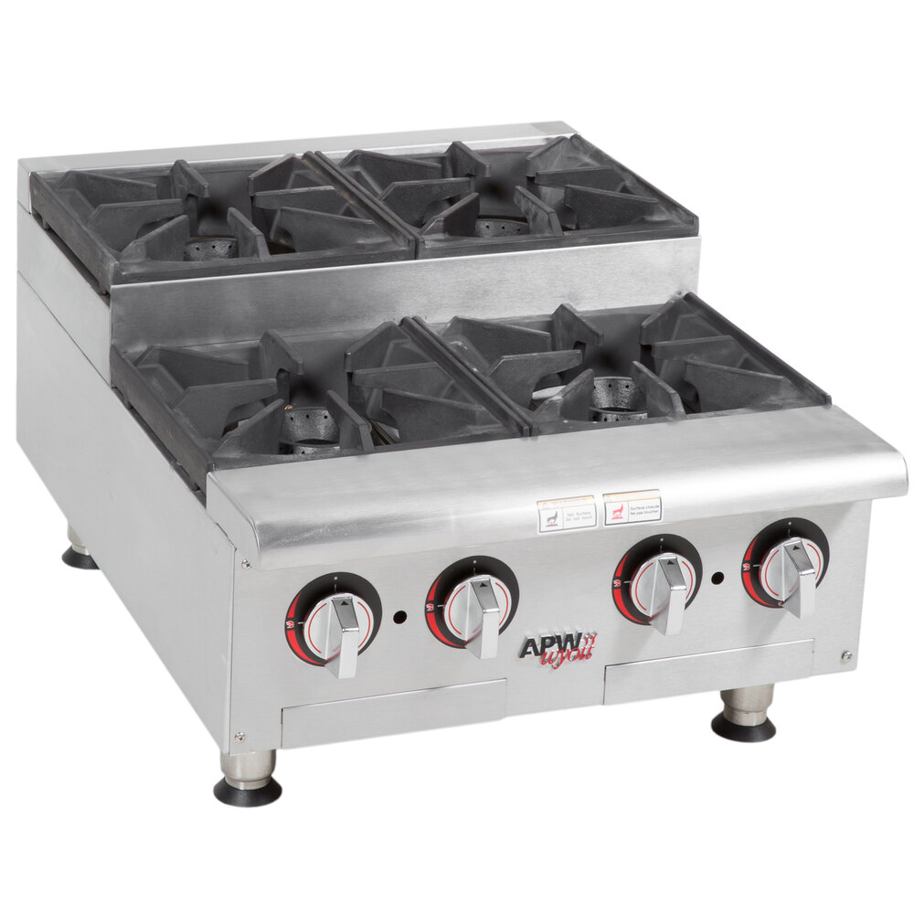 APW Wyott HHPS424 Natural Gas Heavy Duty 4 Burner StepUp Countertop