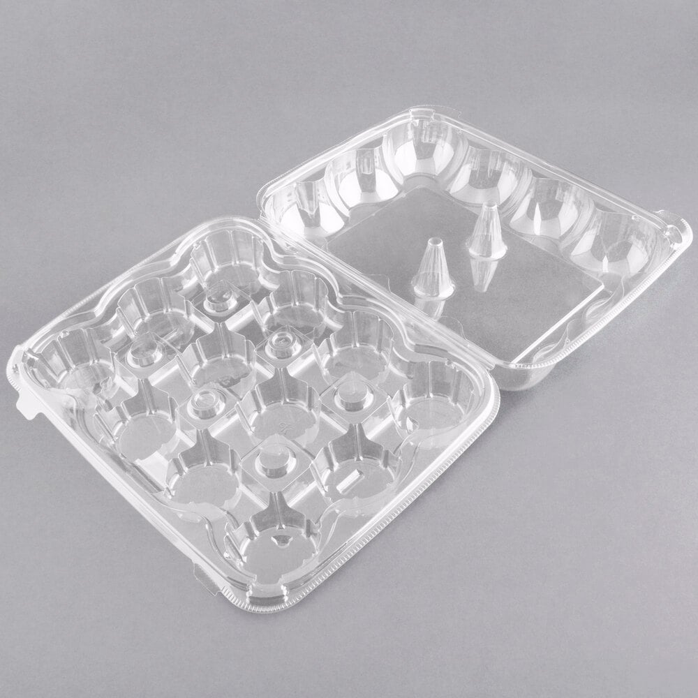 12 Compartment Clear Hinged High Dome Cupcake Container 100/Case