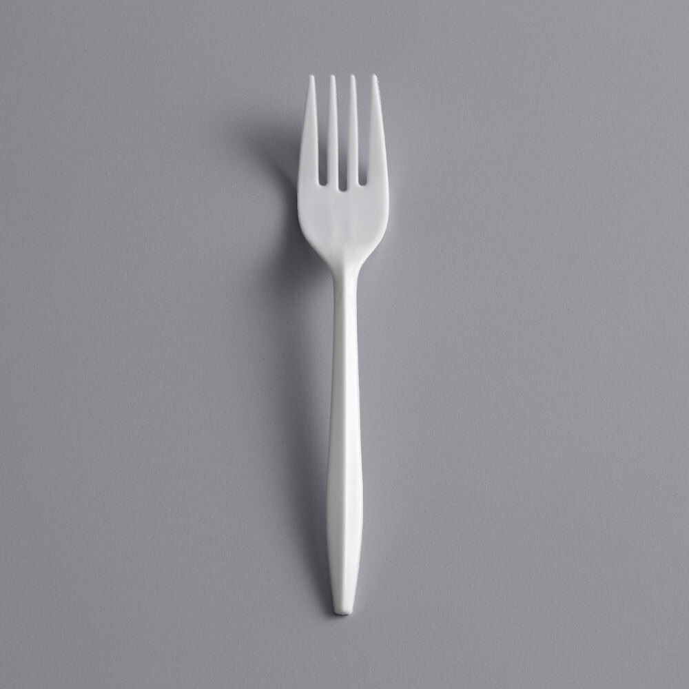 Choice Medium Weight White Plastic Fork 100/Pack