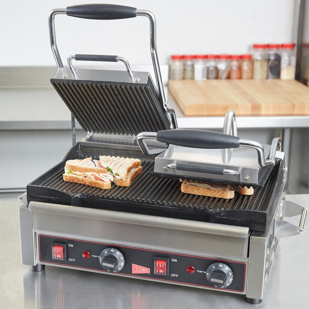 Cecilware SG2LG Double Panini Sandwich Grill with Grooved Grill ...