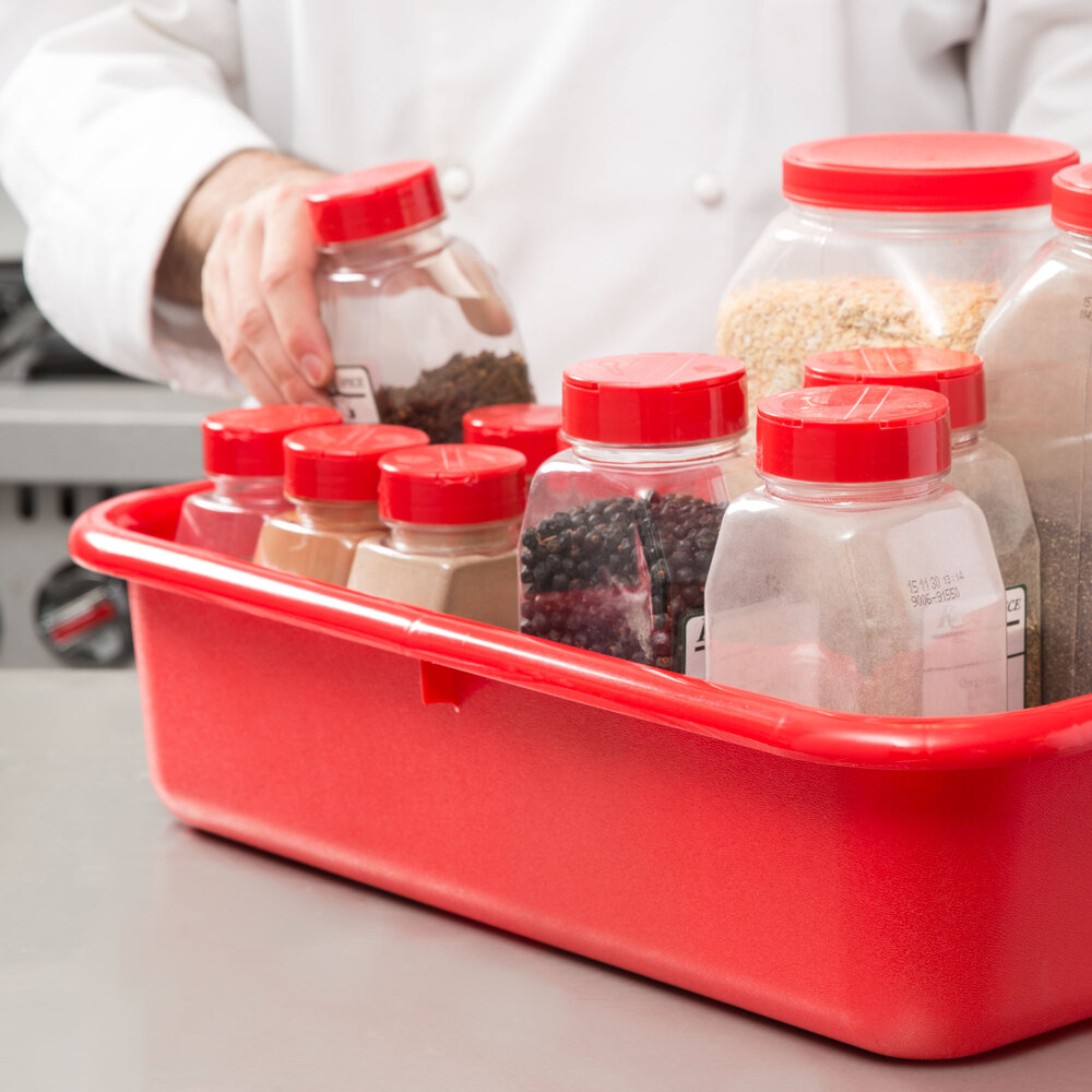 Tablecraft 1529R 20" x 15" x 5" Red Polyethylene Plastic Bus Tub, Bus Box