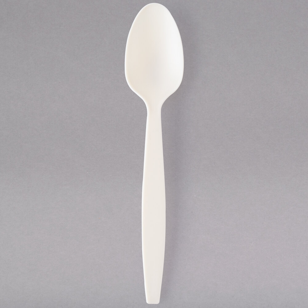 White spoon made of plant starch