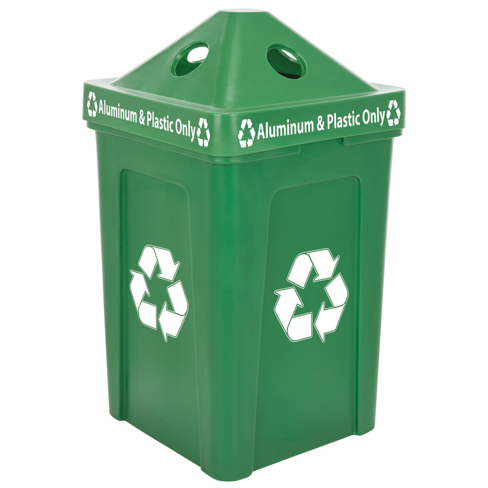 IRP 1070 Green Stacking Pyramid Lid Square Recycle Bin - 48 Gallon