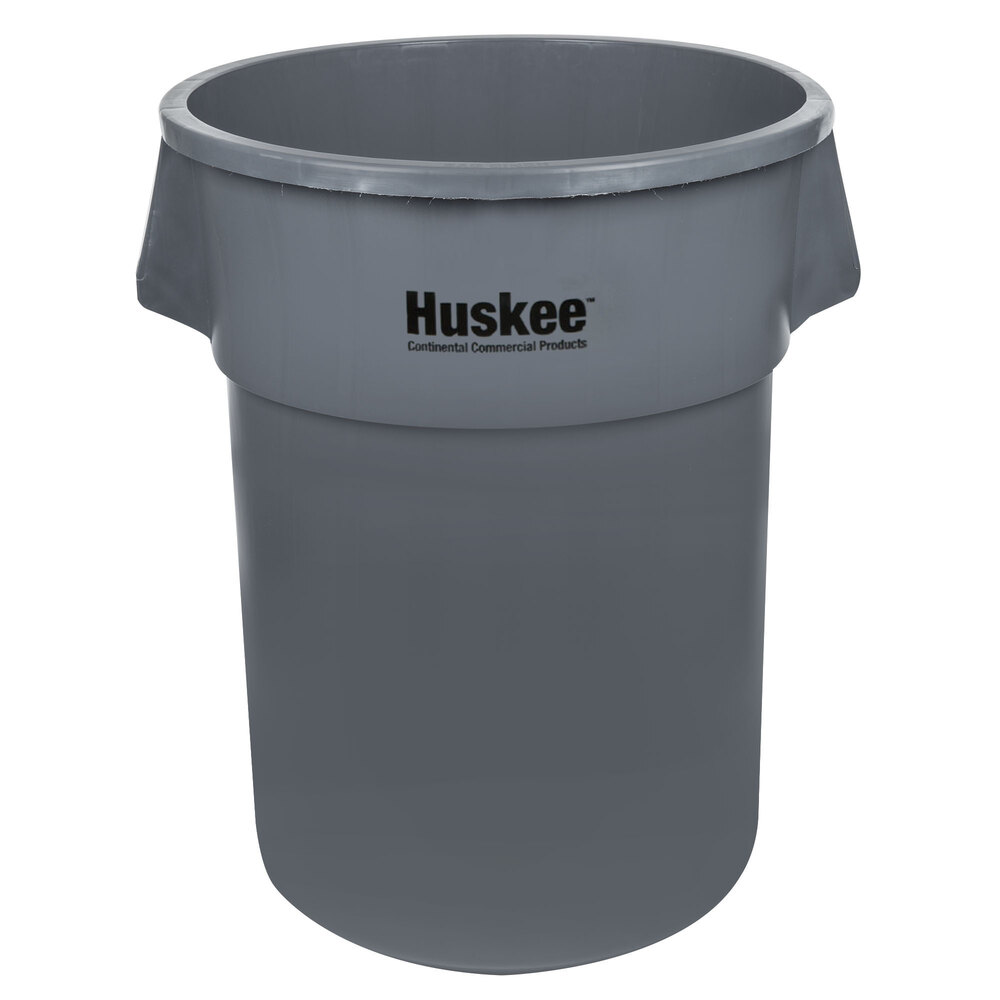 Continental 5500GY Huskee 55 Gallon Gray Round Trash Can