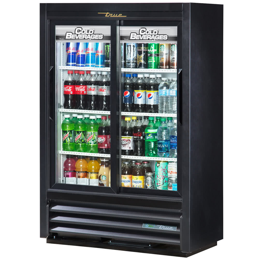 True GDM33SSL56HCLD 36" Black Narrow Depth Sliding Glass Door