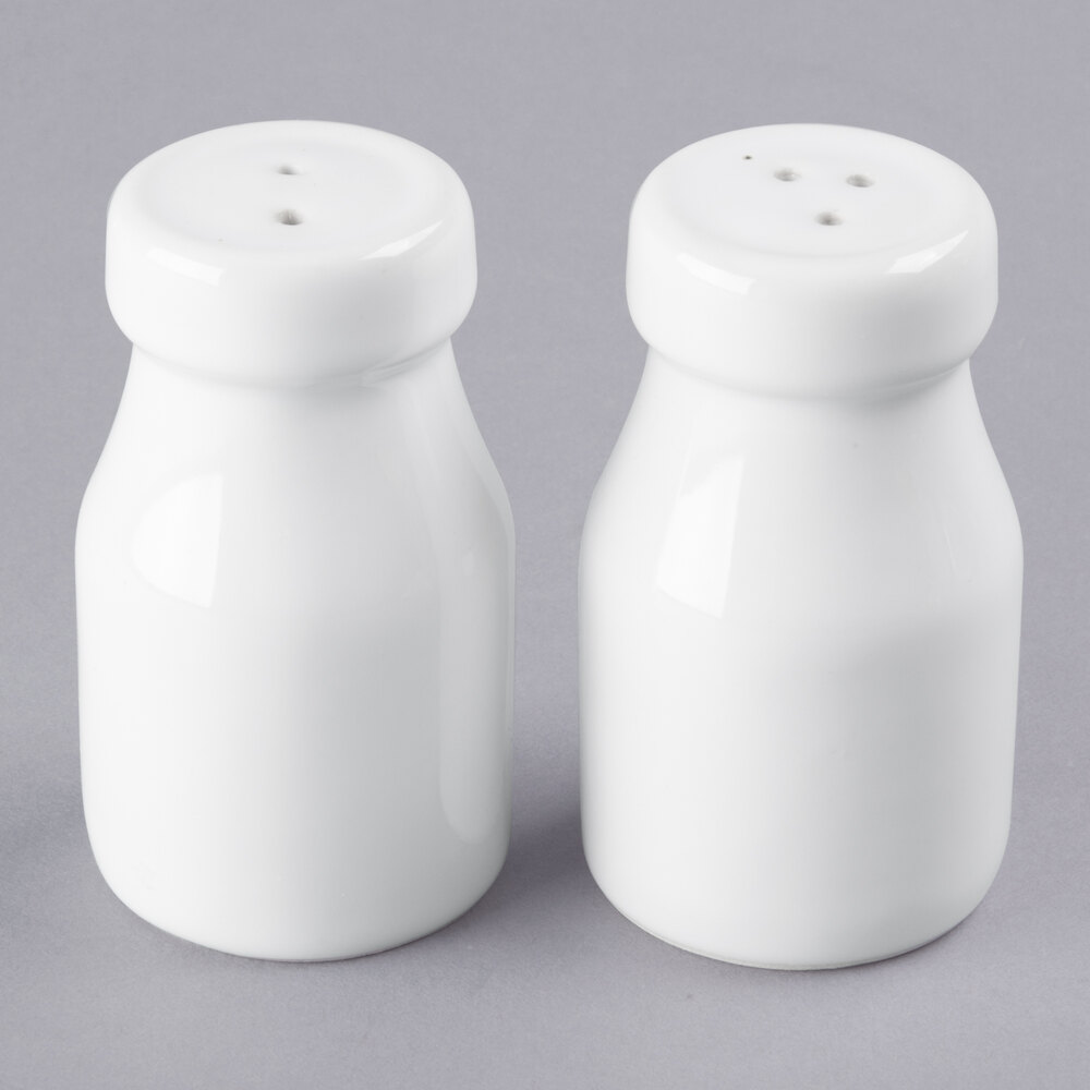 American Metalcraft Cspw 2 Oz White Ceramic Bottle Salt And Pepper Shaker Set