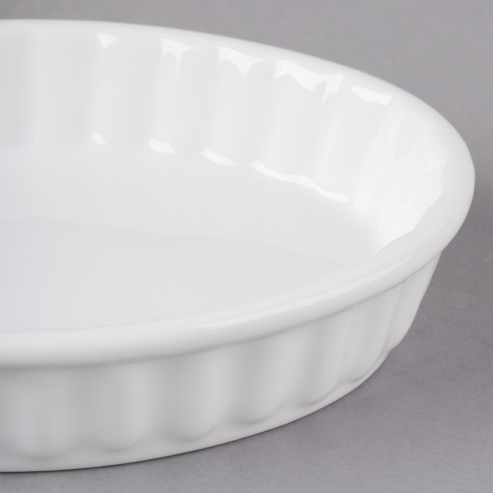 Core 5 oz. Oval Bright White Fluted Porcelain Souffle / Creme Brulee