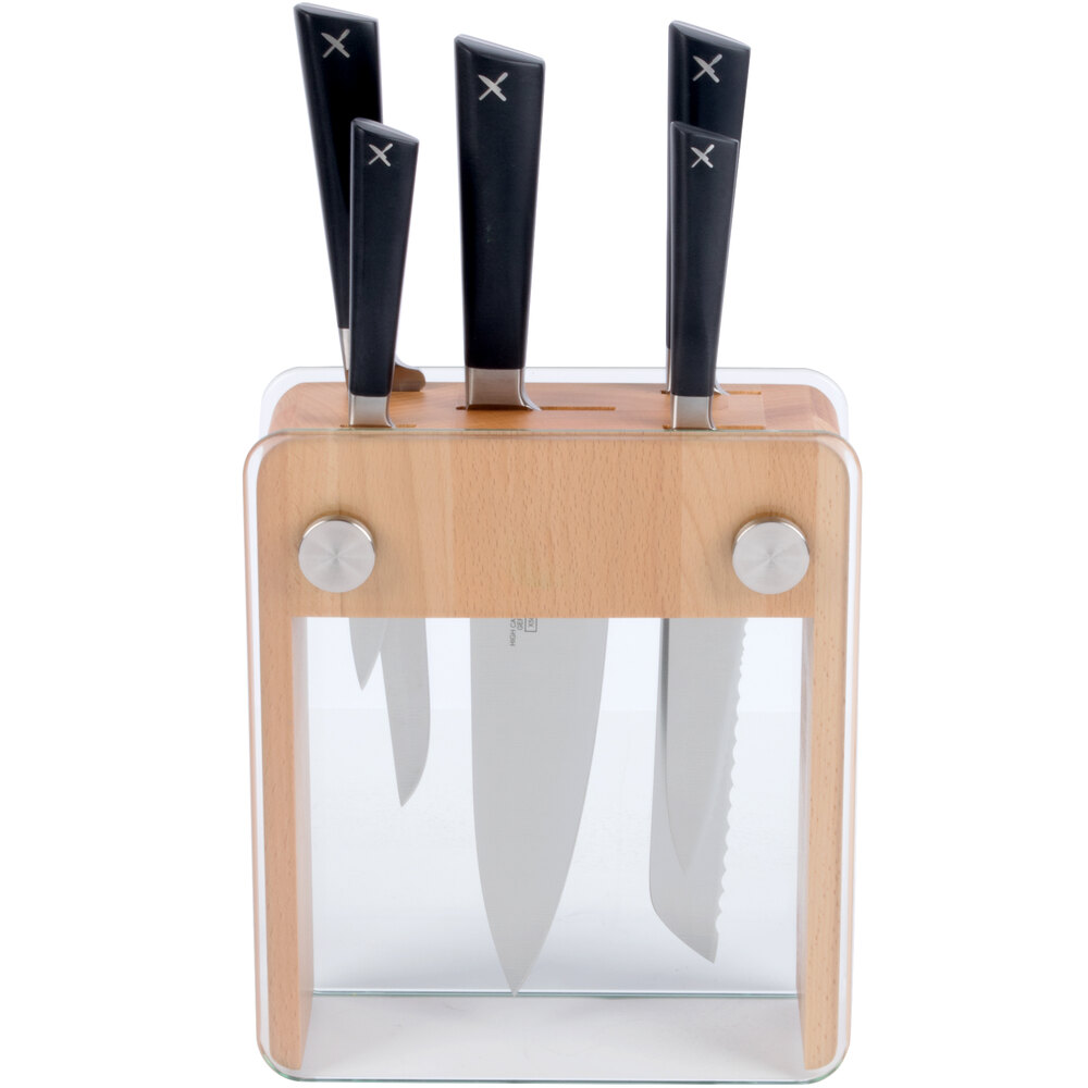Mercer Culinary M19105 ZüM 6Piece Wood and Glass Knife Block Set