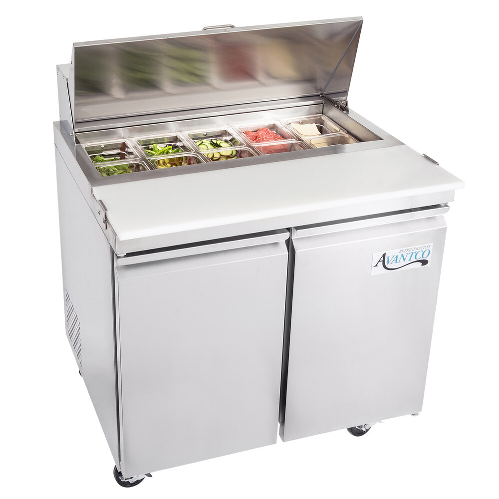 Avantco SSPT36HC 36" 2 Door Stainless Steel Refrigerated Sandwich