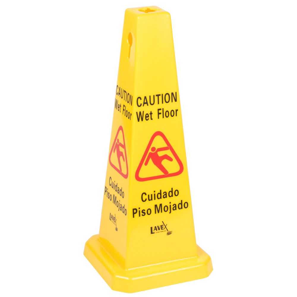 Lavex Janitorial 27" Caution Wet Floor ConeShaped Sign