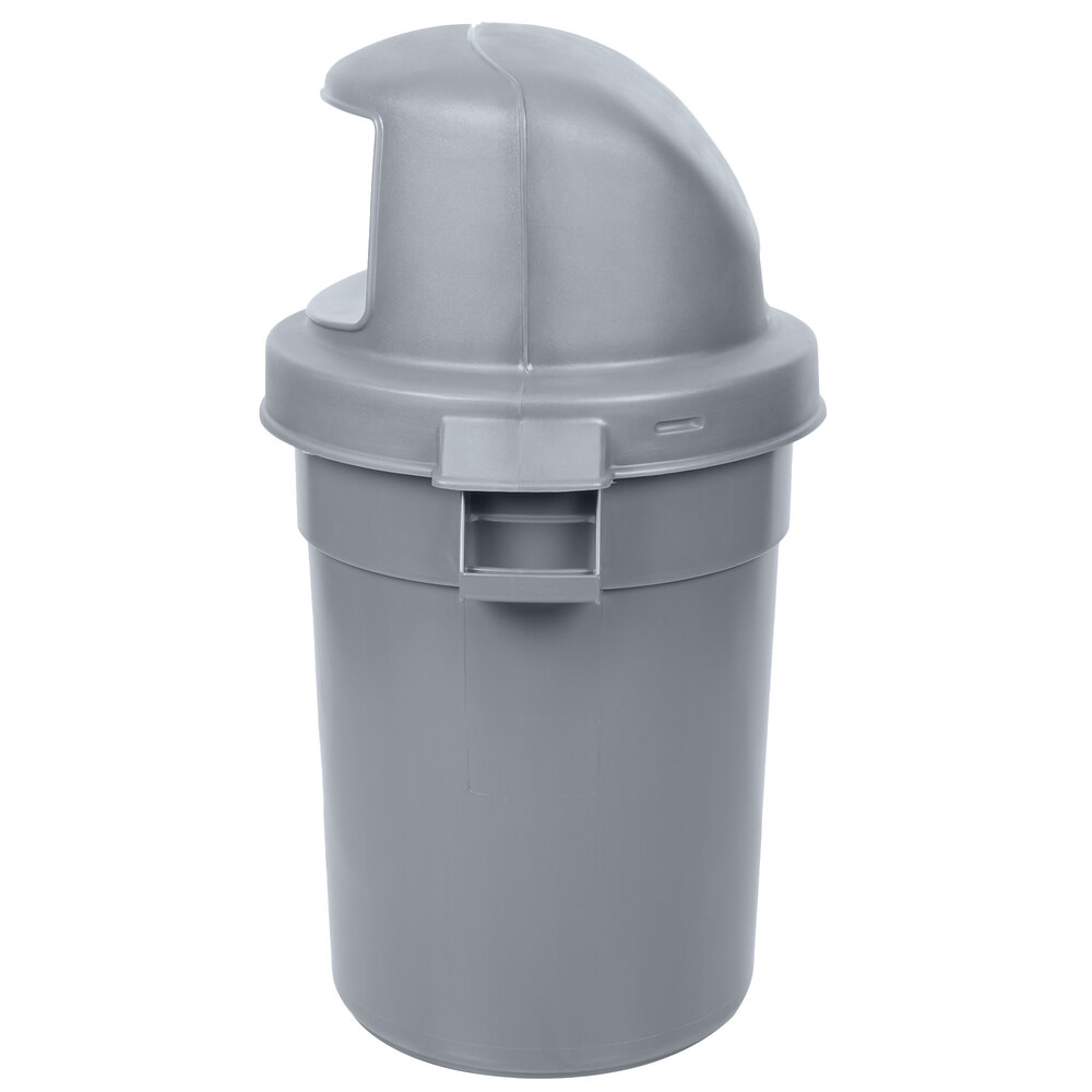 44 Gallon Gray Trash Can with Continental Huskee Dome Top Lid