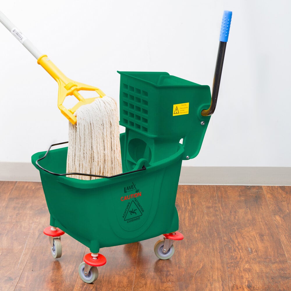 Lavex Janitorial 36 Qt. Green Mop Bucket & Wringer Combo