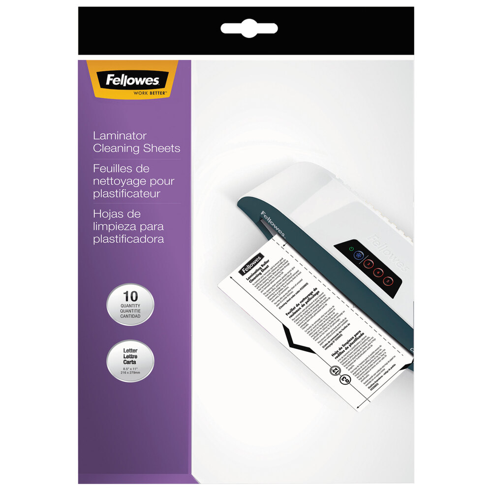 Fellowes 5320603 8 1/2" x 11" White Laminator Cleaning Sheet 10/Pack