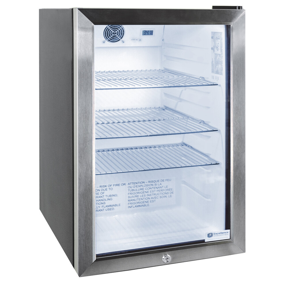 Excellence EMM3SD Black Countertop Display Refrigerator with Stainless