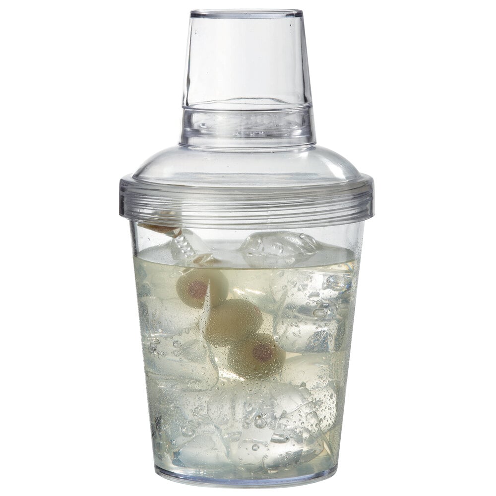GET SH1761CL Cheers 20 oz. Customizable Clear SAN Plastic Screw Top 3Piece Cobbler Cocktail