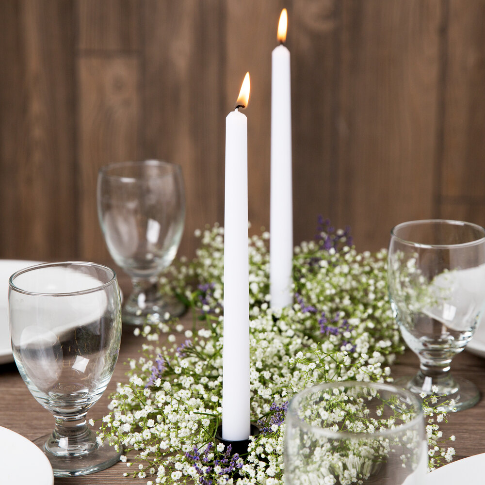 10" White 10 Hour Taper Candle 12/Pack