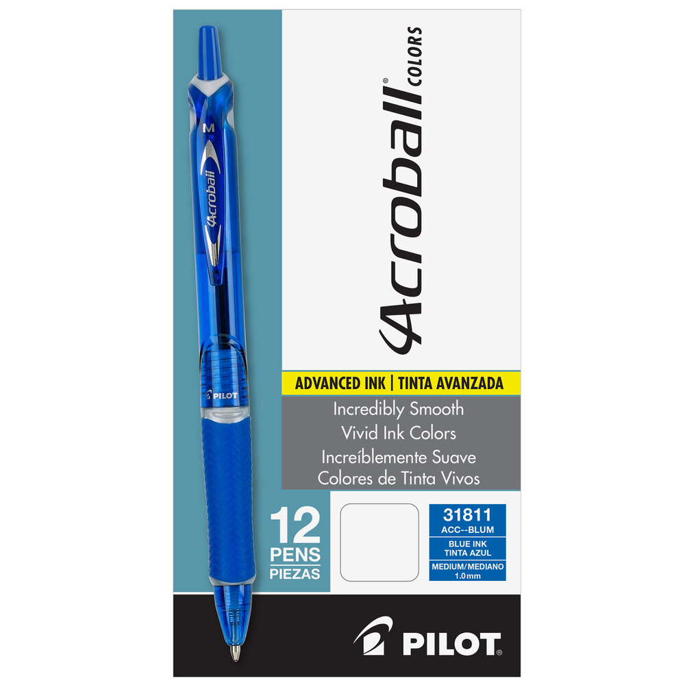 Pilot 31822 Acroball Colors Blue Ink with Blue Barrel 1mm Retractable ...