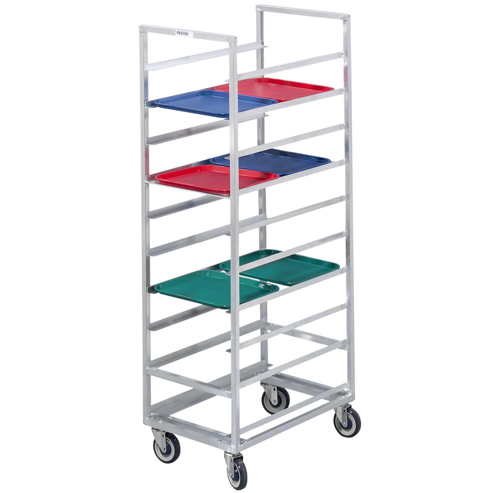 Channel 447A 24 Tray Bottom Load Aluminum Cafeteria Tray Rack Assembled