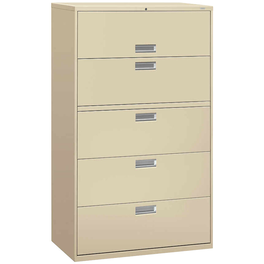 HON 695LL 600 Series Putty Five-Drawer Lateral Filing Cabinet - 42