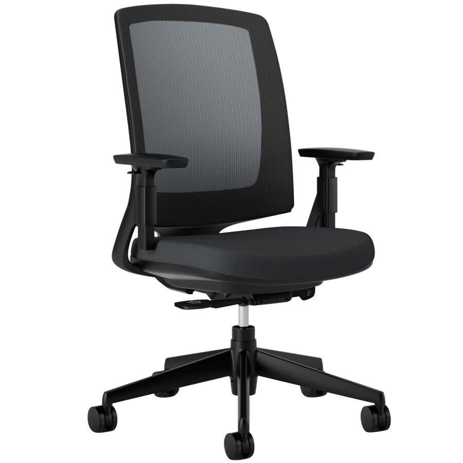HON 2281VA10T Lota Series Black Mesh / Fabric Mid-Back Swivel Office Chair