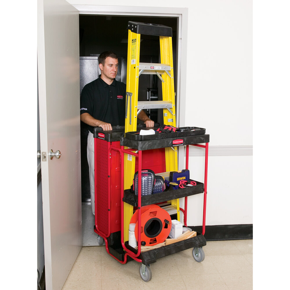 Rubbermaid FG9T5800BLA 31 1/2" x 27" Black Ladder Cart with