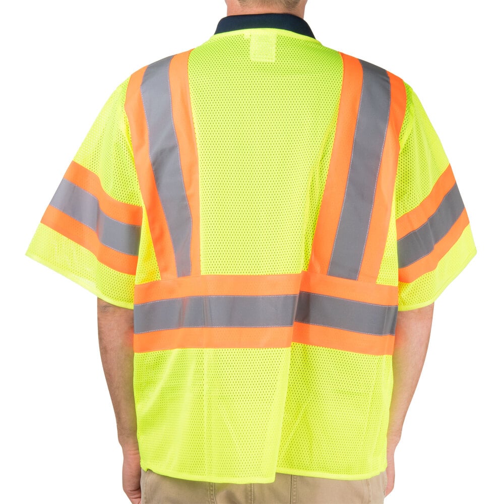 Lime Class 3 Mesh High Visibility Safety Vest with Two-Tone Reflective ...