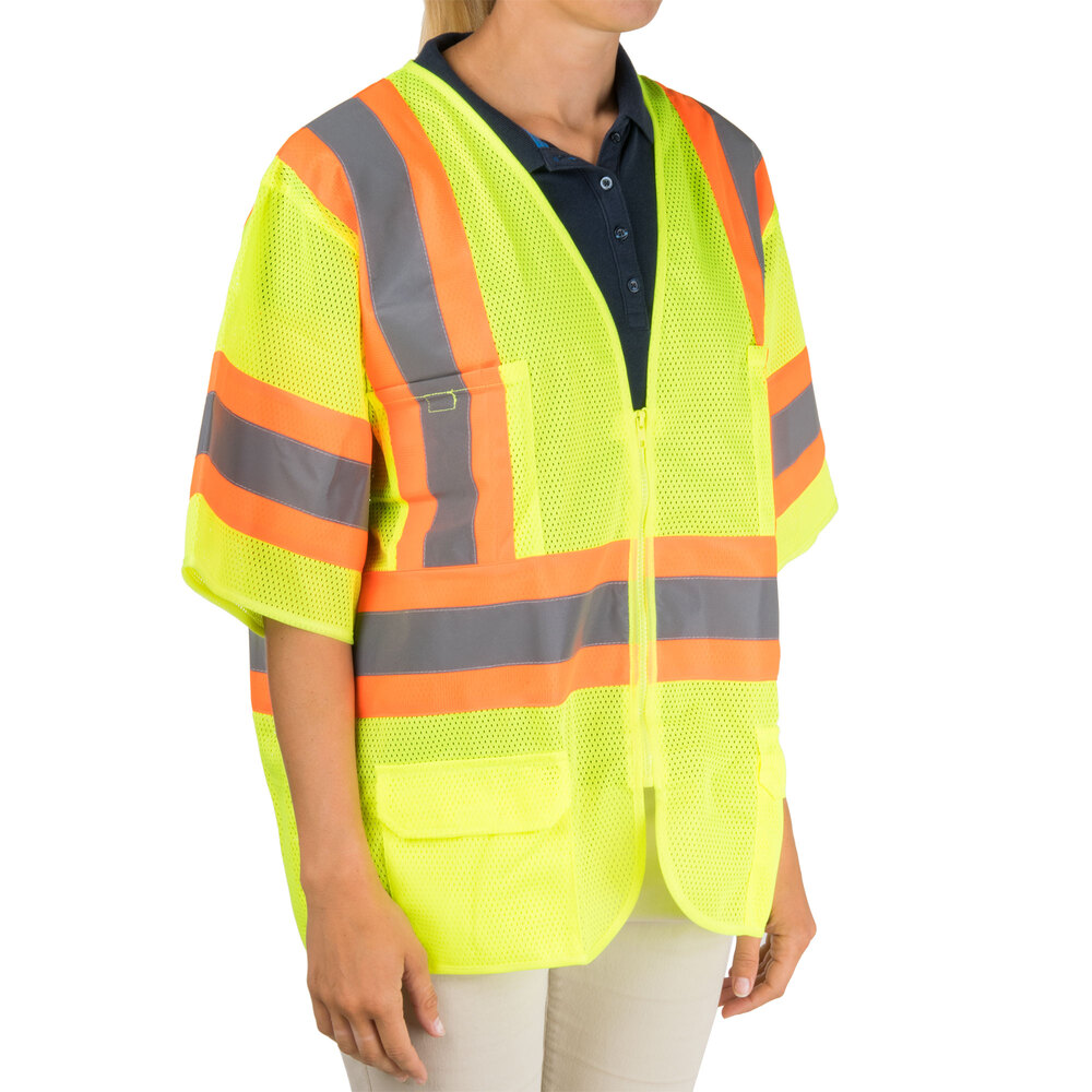 Lime Class 3 Mesh High Visibility Safety Vest with TwoTone Reflective
